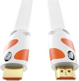 img 2 attached to 🔌 Плоский кабель HDMI 75ft от Postta - Поддерживает 4K(2160P), 3D, 1080P, Ethernet, Audio Return - Кабель HDMI 2.0 с встроенным усилителем сигнала (Бело-Оранжевый)