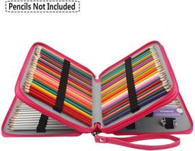 img 3 attached to 🎨 Prismacolor & Crayola Colored Pencil Case - Rose Red PU Leather Pencil Wrap with Zipper, Super Large Capacity Pen Bag by Soucolor (120 Slots)