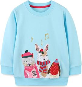 img 2 attached to Adorable Toddler Baby Girls Winter Sweatshirts: Long Sleeve Crewneck Tops - Sizes 3T-8T