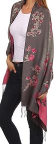 img 4 attached to 🌸 Stylish Sakkas Ontario Double Layer Floral Pashmina: Fringed Shawl for Fashionable Women