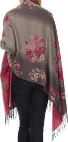 img 3 attached to 🌸 Stylish Sakkas Ontario Double Layer Floral Pashmina: Fringed Shawl for Fashionable Women