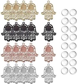 img 4 attached to 📿 LANBEIDE 80-Piece Jewelry Making Kit: 40 Palm Bezel Pendant Trays with 40 Glass Cabochons 14mm for Photo Pendant Creation