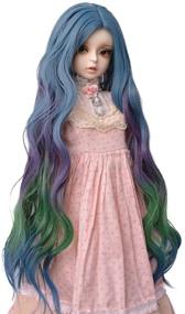 img 3 attached to Парик MUZI WIG для куклы BJD SD, градиент голубой фиолетовый зеленый, длинные кудрявые волосы из высокотемпературного волокна для куклы 1/3 - аксессуары для куклы.