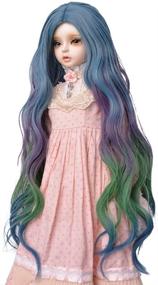 img 1 attached to Парик MUZI WIG для куклы BJD SD, градиент голубой фиолетовый зеленый, длинные кудрявые волосы из высокотемпературного волокна для куклы 1/3 - аксессуары для куклы.