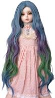 muzi wig bjd sd doll hair wig, gradient blue purple green high temperature fiber long curly hair for 1/3 doll - doll accessories logo