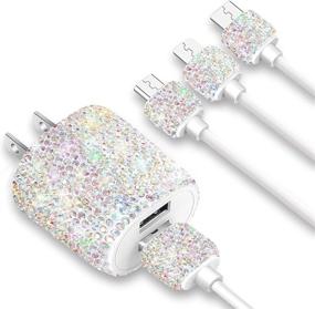 img 4 attached to Bling USB Wall Charger with Charging Cable - Fast Block for iPhone Android - 3-in-1 Multi Charger 💎 Cable - Micro USB Type C Multiple USB Cord with Crystal - Cell Phone Accessories for Women & Girls (Multicolor)