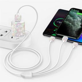 img 2 attached to Bling USB Wall Charger with Charging Cable - Fast Block for iPhone Android - 3-in-1 Multi Charger 💎 Cable - Micro USB Type C Multiple USB Cord with Crystal - Cell Phone Accessories for Women & Girls (Multicolor)