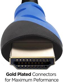 img 1 attached to 💎 Premium Braided Nylon HDMI Cable Gold Series - High Speed HDMI Cable with Ferrite Core for PS4, HD-DVR, Digital/Satellite Cable - 100 Feet, Blue - Enjoy Crystal Clear 1080P HDTV Experience!