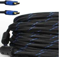 💎 premium braided nylon hdmi cable gold series - high speed hdmi cable with ferrite core for ps4, hd-dvr, digital/satellite cable - 100 feet, blue - enjoy crystal clear 1080p hdtv experience! logo