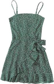 img 4 attached to SOLY HUX Spaghetti Floral Ruffle Girls' Clothing for Dresses