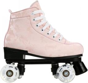 img 2 attached to Classic High-top Women's Roller Skates - Double-Row Four Wheels Cowhide Outdoor Skating Shoes for Youth Boys and Girls with Included Shoe Bag