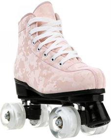 img 3 attached to Classic High-top Women's Roller Skates - Double-Row Four Wheels Cowhide Outdoor Skating Shoes for Youth Boys and Girls with Included Shoe Bag