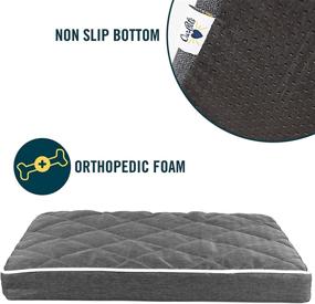 img 2 attached to 🐶 Premium Quilted 3” Memory Foam Dog Mat: Soft, Washable Bed Cover, Crate Mat, Calming Bed - Nonslip Bottom | Two Style Options: Mat & Couch