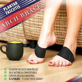 img 3 attached to Ultimate Plantar Fasciitis Brace Arch Supports: Relief for Foot & Heel Pain, Sore Heels, Spurs, Flat Feet, High Arches. Copper Infused Compression Sleeves & Splint Bands.