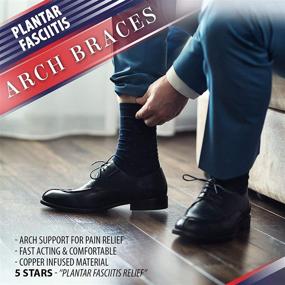 img 2 attached to Ultimate Plantar Fasciitis Brace Arch Supports: Relief for Foot & Heel Pain, Sore Heels, Spurs, Flat Feet, High Arches. Copper Infused Compression Sleeves & Splint Bands.