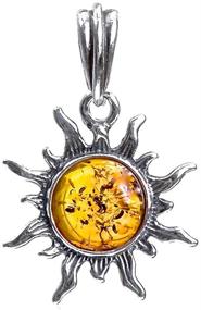 img 3 attached to 🌞 Sunny Delight: Ian and Valeri Co. Amber Sterling Silver Small Sun Pendant