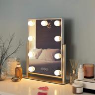 🪞 fenchilin large lighted makeup mirror with smart touch control, hollywood mirror with lights, vanity mirror, 3 colors dimmable light, detachable, 10x magnification, 360° rotation, white logo