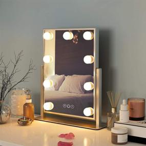 img 4 attached to 🪞 FENCHILIN Large Lighted Makeup Mirror with Smart Touch Control, Hollywood Mirror with Lights, Vanity Mirror, 3 Colors Dimmable Light, Detachable, 10X Magnification, 360° Rotation, White