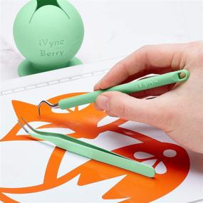 img 2 attached to 🛠️ Green Silicone Weeding Tools Kit - iVyne Berry, Suction Scrap Collector, Craft Tweezer, Weeder - Ideal Vinyl Weeding Tool Set for Cricut, Silhouette & Scrap Storage