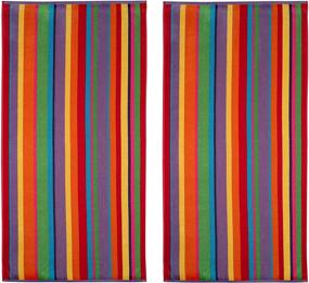 img 4 attached to 🏖️ COTTON CRAFT - Summer of Siam Multi Stripe Jacquard Double Woven Velour Beach Towel 32x63 2 Pack, Thick Plush Luxurious Velour Pile, 450 GSM, 100% Pure Ringspun Cotton, Vibrant Colors