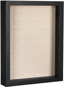 img 4 attached to 🖼️ SONGMICS Shadow Box Frame, 8 x 10 inch Picture Display Case with Top Slot and Stick Pins, Linen Fabric Backing, Glass Front, MDF Border - Black URPF007B01