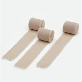 img 4 attached to 🎀 Set of 3 Rolls Nude Maclemon Chiffon Silk-Like Ribbon Handmade Fringe Fabric 2" x 7Yd - Ideal for Wedding Invitations, Bouquets, Wrapping, Decor, Gift Wrapping, Crafts, and Tie