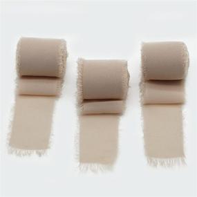 img 3 attached to 🎀 Set of 3 Rolls Nude Maclemon Chiffon Silk-Like Ribbon Handmade Fringe Fabric 2" x 7Yd - Ideal for Wedding Invitations, Bouquets, Wrapping, Decor, Gift Wrapping, Crafts, and Tie