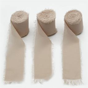 img 1 attached to 🎀 Set of 3 Rolls Nude Maclemon Chiffon Silk-Like Ribbon Handmade Fringe Fabric 2" x 7Yd - Ideal for Wedding Invitations, Bouquets, Wrapping, Decor, Gift Wrapping, Crafts, and Tie