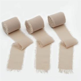 img 2 attached to 🎀 Set of 3 Rolls Nude Maclemon Chiffon Silk-Like Ribbon Handmade Fringe Fabric 2" x 7Yd - Ideal for Wedding Invitations, Bouquets, Wrapping, Decor, Gift Wrapping, Crafts, and Tie