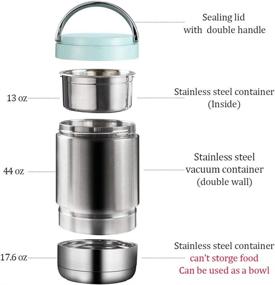 img 2 attached to ArderLive 42oz Insulated Food Jar - Lunch Thermos with Spoon, Leak Proof Stainless Steel Lunch Containers for School, Office, Picnic, Travel, Outdoors - Light Blue