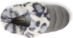 img 1 attached to 👢 Dearfoams Amelia Velour Bootie with Leopard Cuff Slipper - Unisex-Child