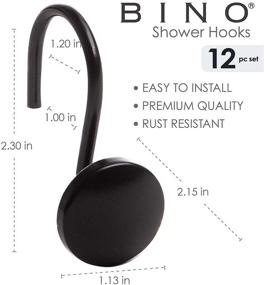 img 3 attached to 🚿 BINO Matte Black Shower Curtain Hooks - Set of 12 Rings for Shower Curtain - Shower Hooks for Curtain Rings