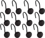 🚿 bino matte black shower curtain hooks - set of 12 rings for shower curtain - shower hooks for curtain rings logo