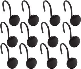 img 4 attached to 🚿 BINO Matte Black Shower Curtain Hooks - Set of 12 Rings for Shower Curtain - Shower Hooks for Curtain Rings