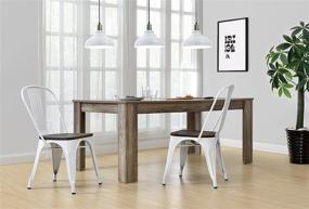 img 1 attached to 🪑 DHP Fusion Metal Dining Chair with Wood Seat, Distressed Metal Finish, Industrial Appeal, Set of 2, White