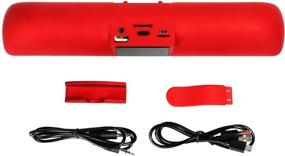 img 1 attached to LarKoo Ultra Portable Wireles Rechargeable Handsfree Bracket Bluetooth Speaker Stereo System Phone Holder Mount Stand For Android Smartphones And Tablets IPad IPhone 5S 6 6S 7 8 Plus X (Red)