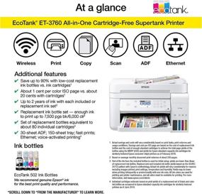 img 1 attached to 🖨️ Epson EcoTank ET-3760 Wireless Color All-in-One Cartridge-Free Supertank Printer with Scanner, Copier, Ethernet, and Regular Size