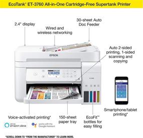 img 2 attached to 🖨️ Epson EcoTank ET-3760 Wireless Color All-in-One Cartridge-Free Supertank Printer with Scanner, Copier, Ethernet, and Regular Size