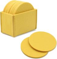 🍻 meffort inc yellow felt coaster set – 10 absorbent table coasters with holder, ideal for drinks to safeguard furniture & tables logo