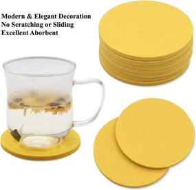 img 3 attached to 🍻 Meffort Inc Yellow Felt Coaster Set – 10 Absorbent Table Coasters with Holder, Ideal for Drinks to Safeguard Furniture & Tables