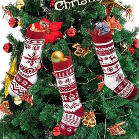 img 2 attached to 🧦 Set of 3 18-Inch Knit Christmas Stockings by JOYIN - Rustic Yarn Xmas Stockings for Family Holiday Decorations