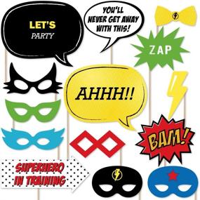 img 4 attached to Big Dot Happiness BAM Superhero Event & Party Supplies for Photobooth Props