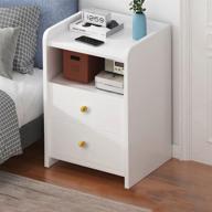 🛏️ white nightstand with drawers - end table, bedside cupboard, small space side end table логотип