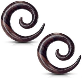 img 3 attached to Premium Organic Sono Wood 🔸 Spiral Tapered Hanger Ear Plugs - Pair