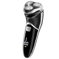 🪒 max-t electric shaver razor for men - rechargeable wet dry rotary shaver with pop up trimmer, led display, and ipx7 100% waterproof - adapter charger included (model: 8101) logo