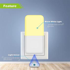 img 3 attached to 🌙 MAZ-TEK Plug in Night Light: Dusk to Dawn Sensor, Warm White LED Nightlights for Kids, Nursery, Bedroom, Bathroom & More - 2 Pack