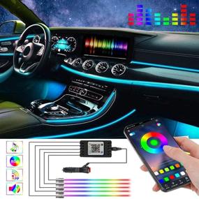 img 4 attached to 🌈 RGB автомобильная светодиодная полоса с управлением через приложение, 16 миллионов цветов, комплект освещения амбиентом из пяти элементов волокна оптического света, синхронизируется с музыкой, функция активации по звуку - 236,22 дюйма