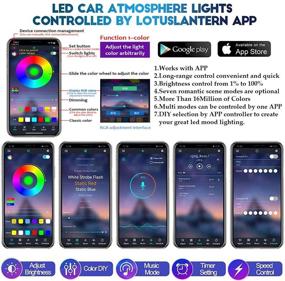 img 3 attached to 🌈 RGB автомобильная светодиодная полоса с управлением через приложение, 16 миллионов цветов, комплект освещения амбиентом из пяти элементов волокна оптического света, синхронизируется с музыкой, функция активации по звуку - 236,22 дюйма