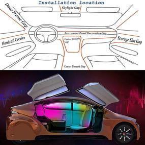 img 1 attached to 🌈 RGB автомобильная светодиодная полоса с управлением через приложение, 16 миллионов цветов, комплект освещения амбиентом из пяти элементов волокна оптического света, синхронизируется с музыкой, функция активации по звуку - 236,22 дюйма