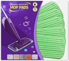 img 4 attached to 🧹 Senowi 5 Pack Reusable Microfiber Mop Pads Compatible with Swiffer Wetjet - Washable 12 InchX6 Inch Microfiber Mop Pad